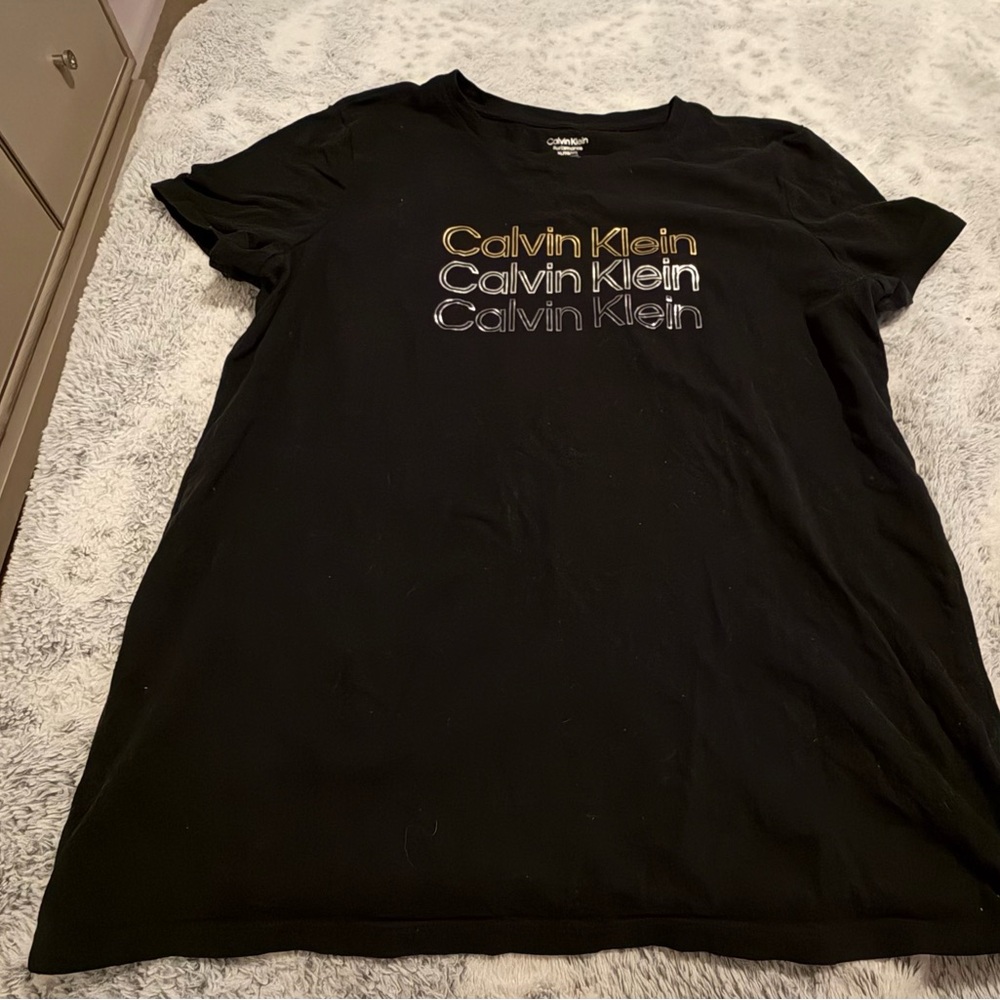 Calvin Klein Black Tee with Gold and Silver Logo